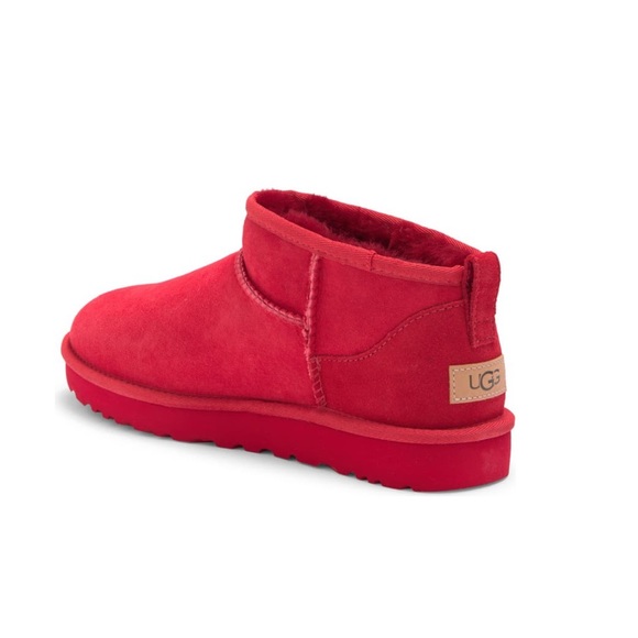 UGG Black Ultra Mini Classic Boot In Samba Red Tonal Size 6 - Picture 5 of 16